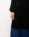 Black-Blue Gather Maxi Dress