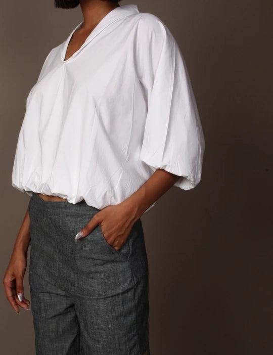 WHITE BATWING TOP