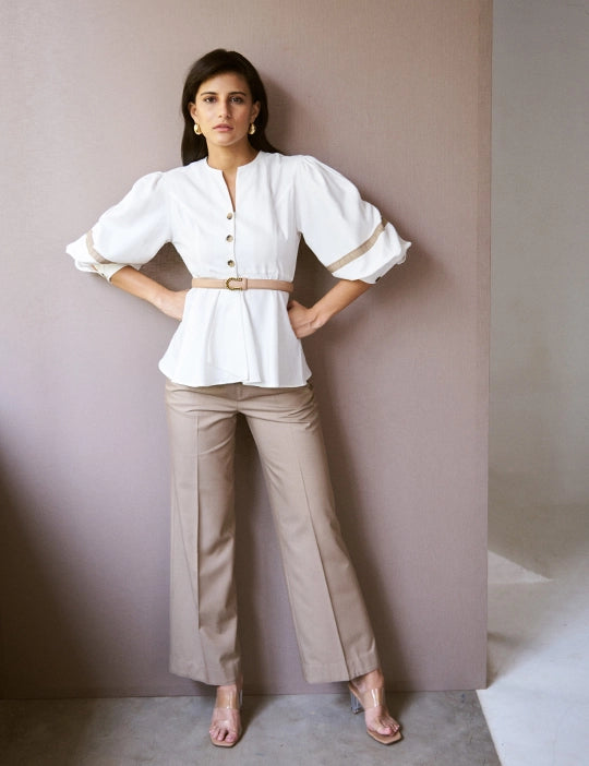 Logus White Top With Sleeve Detail