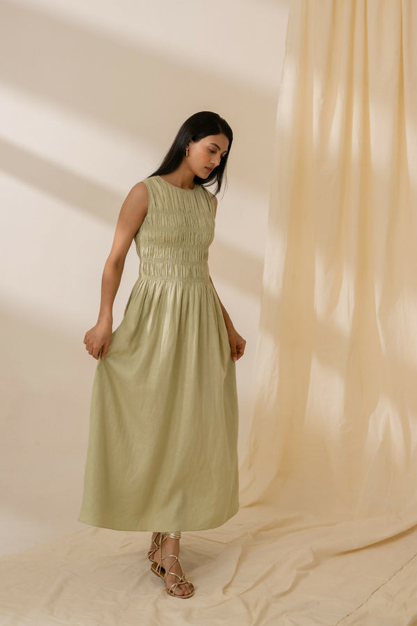 Dew Mint Green Smocked dress