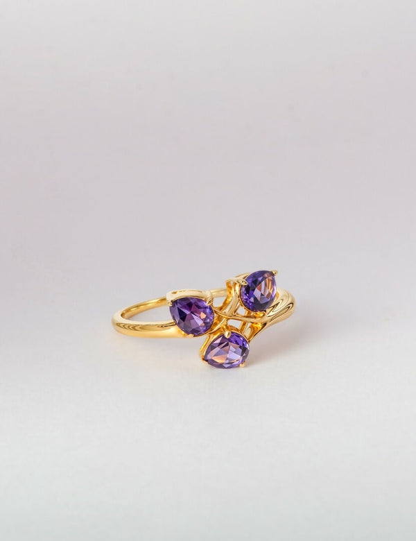 Amethyst 3 Stone Ring