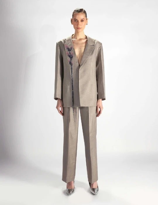 Hanging Lapel Embroidered Blazer