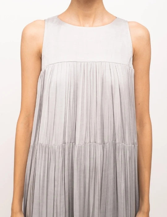 Grey-Orange Halter Neck Dress