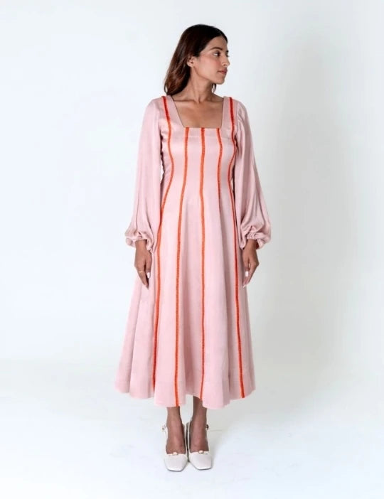 Pink Maxi Dress - Orange Braids