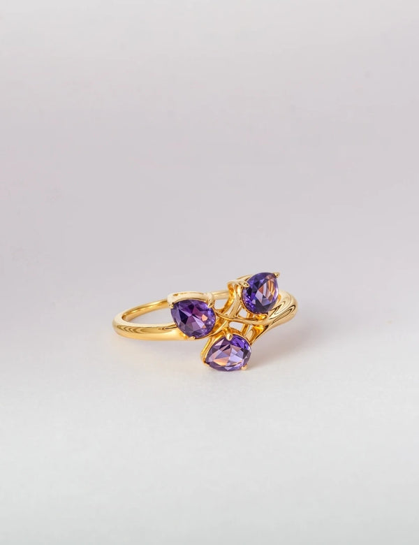 Amethyst 3 Stone Ring