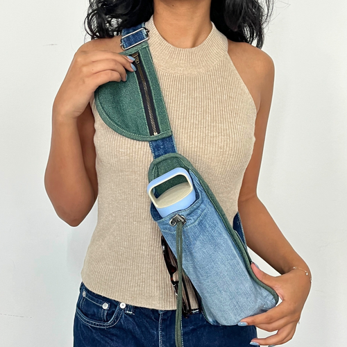 Un Denim - Crossbody Sling Bag with Bottle Holder
