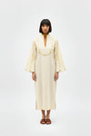 Ivory-Mango Yellow Collared Stripe Dress