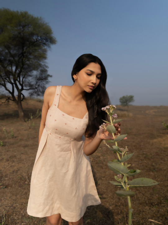Meadow Flare Dress - beige