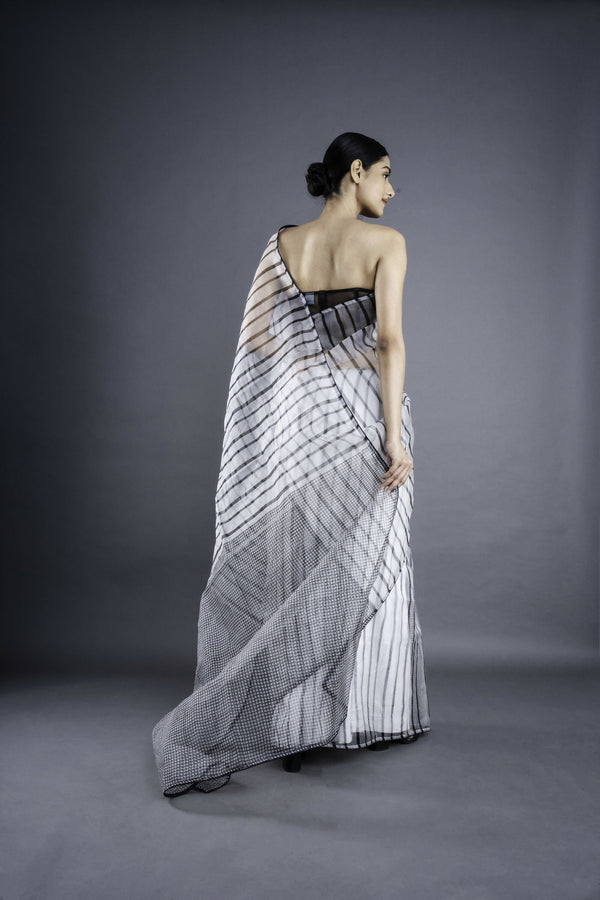White Geometric Pattern Saree