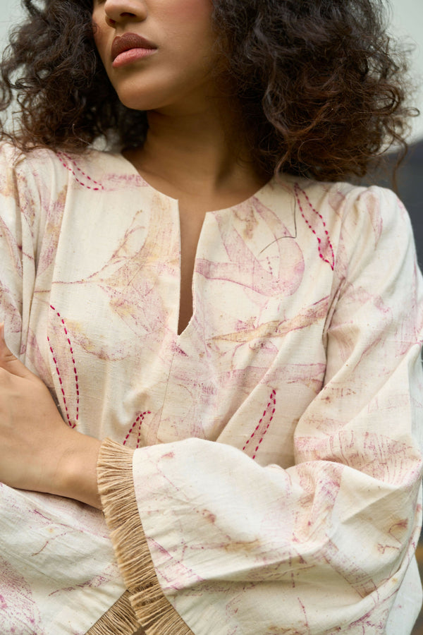 Pink Foliage Straight Trousers
