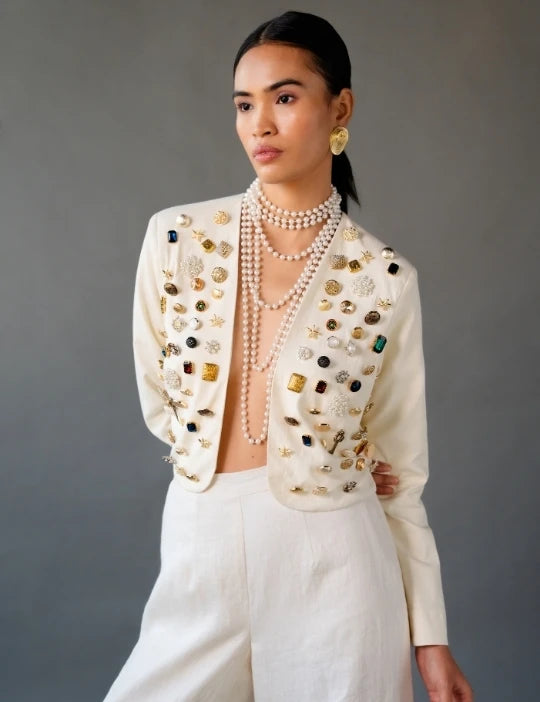 SHORT JACKET WITH STONE WORK