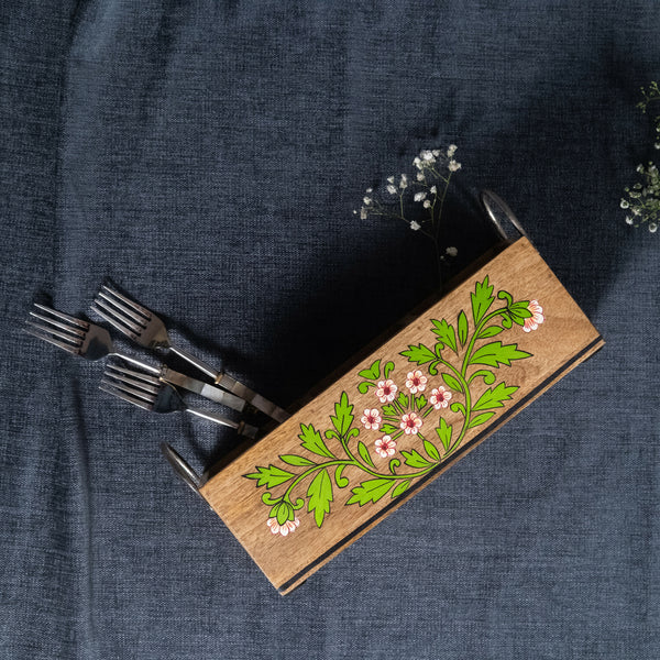 Floral - Wooden Spoon Caddy
