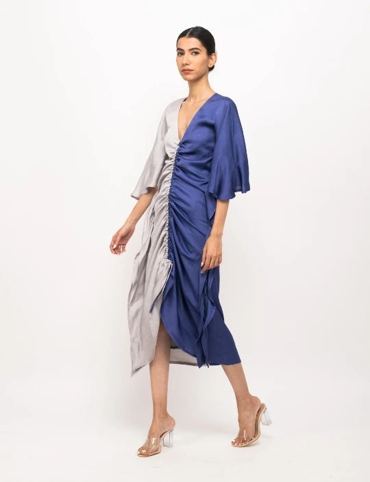 Grey-Blue Kaftan Bodycon Dress
