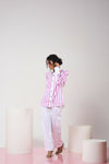 Striped Mauve & White Shirt with White Pant