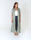 Green-Orange Braided Gather Long Cape
