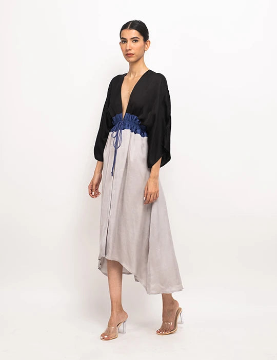 Black-Blue-Grey High Low Cape