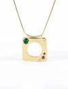 Edge Mega Pendant with Gems Gold