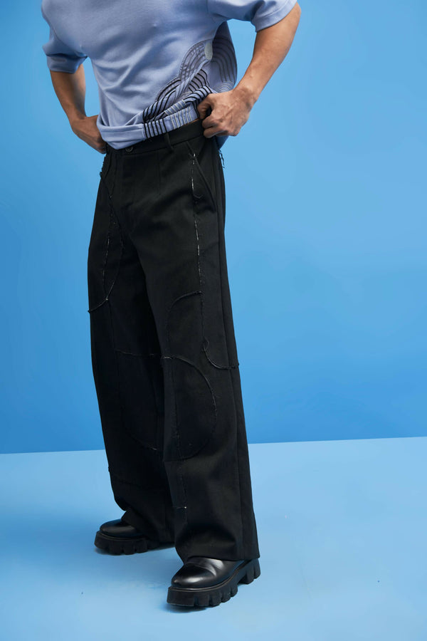 Black Shoji all-over Patchwork Trousers