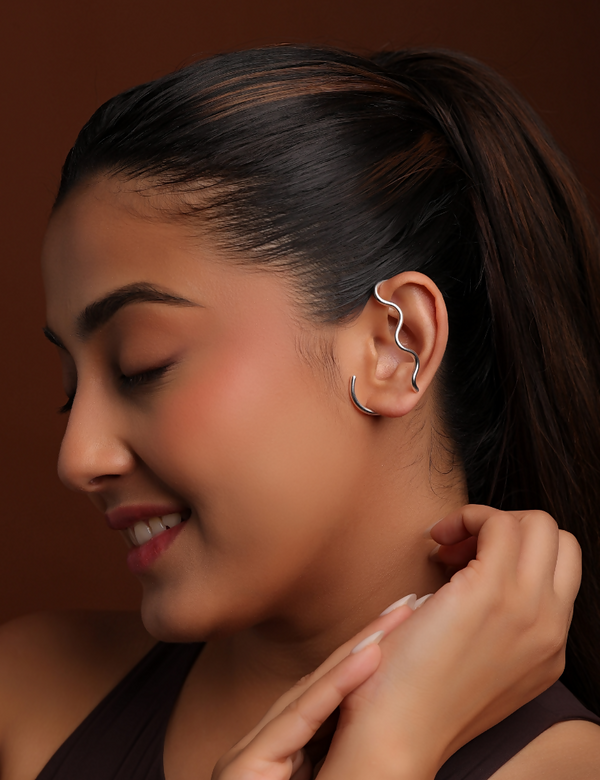 Slow Wave Earcuffs - Silver