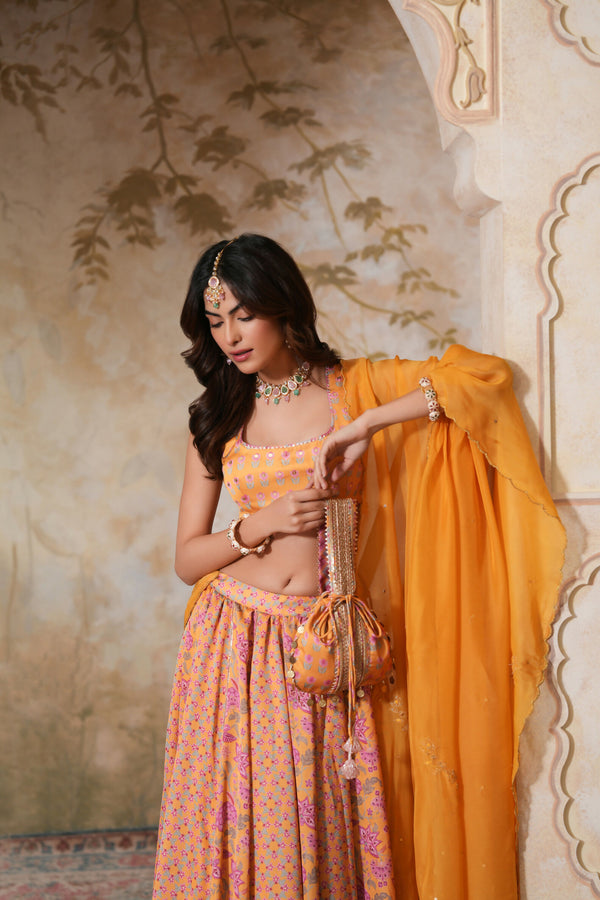 Kesariya Heer Lehenga Set With Dupatta