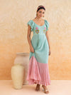 Rosie : Cotton Voile Maxi Dress for Women in Mint Green | Embroidered Tiered Summer Dress