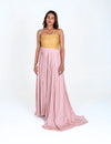 Pink-Yellow Braided Bustier Gather Gown