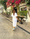 WHITE CASABLANCA DRESS- GREEN\YELLOW