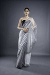 White Geometric Pattern Saree