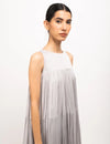 Grey-Blue Halter Neck Dress