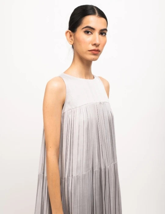 Grey-Blue Halter Neck Dress