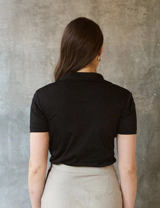 Logus Black V-neck polo T-shirt