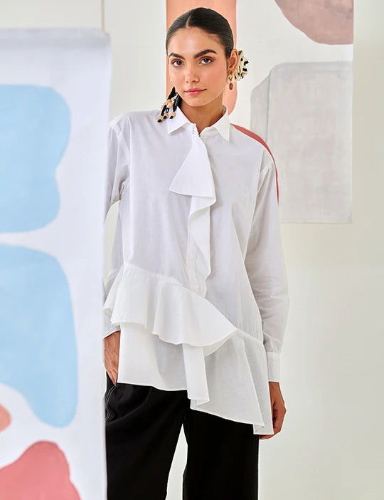 White Asymmetric Shirt