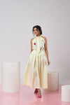 Pastel Yellow Pleated Skirt with Frilled Top