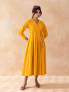 Clementia : Cotton Wrap Midi Dress fo in Orange | Casual Summer Dress