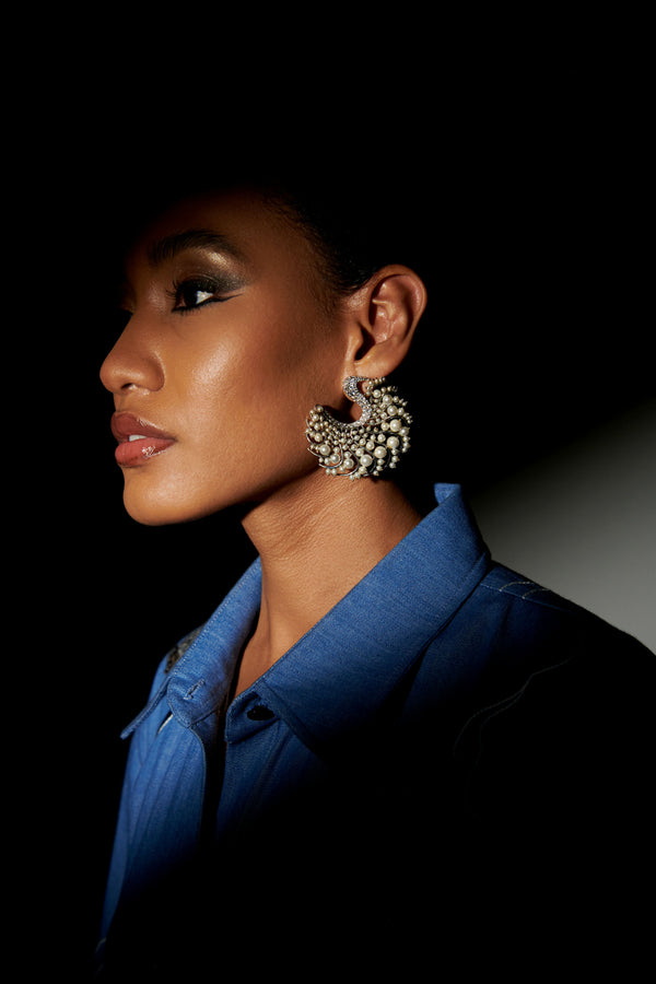 Pearl Crescent Earring