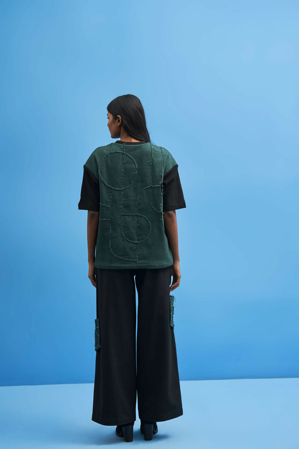 Black Shoji Patch Work T-Shirt