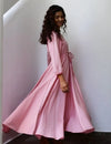 Pink Flared Long Cotton Maxi Dress