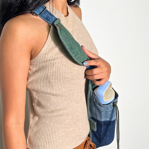 Un Denim - Crossbody Sling Bag with Bottle Holder