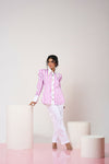 Striped Mauve & White Shirt with White Pant