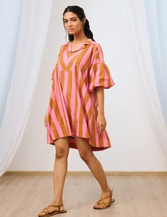 Stripe Printed Short Dress