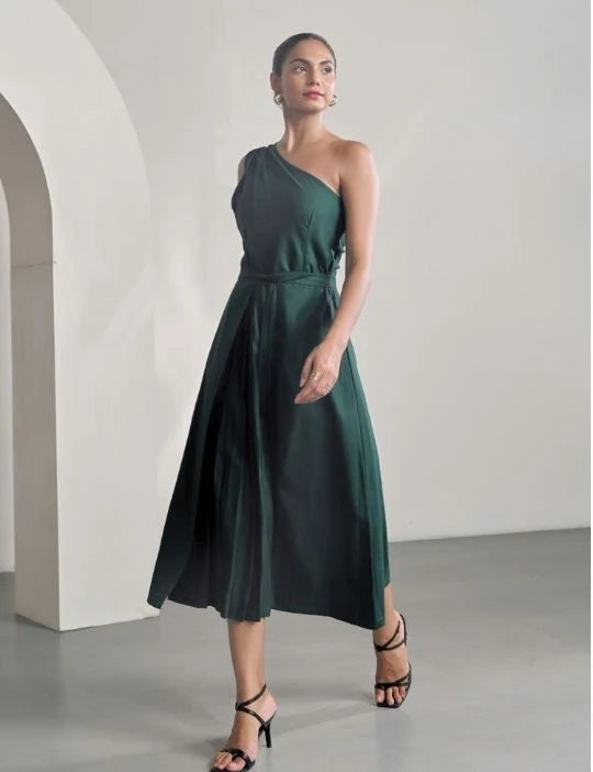 Green One Shoulder Dress