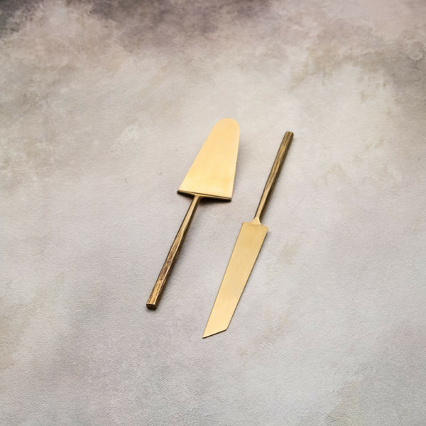 Matte Gold Cake Knife Set