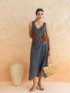 Alora Set : Cotton Skirt Set for Women in Teal & Rust | Striped 2-Piece Summer Outfit