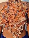 BEADED CORAL TUILE TOP