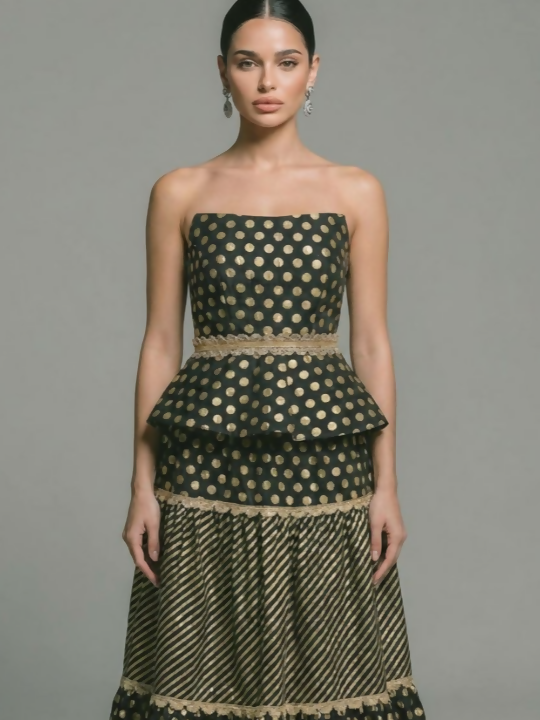 Azura Off Shoulder Lehenga Set - black