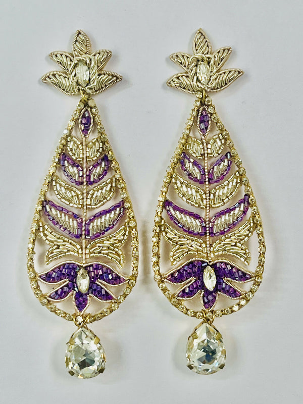 Leafs Drop Purple Earrings