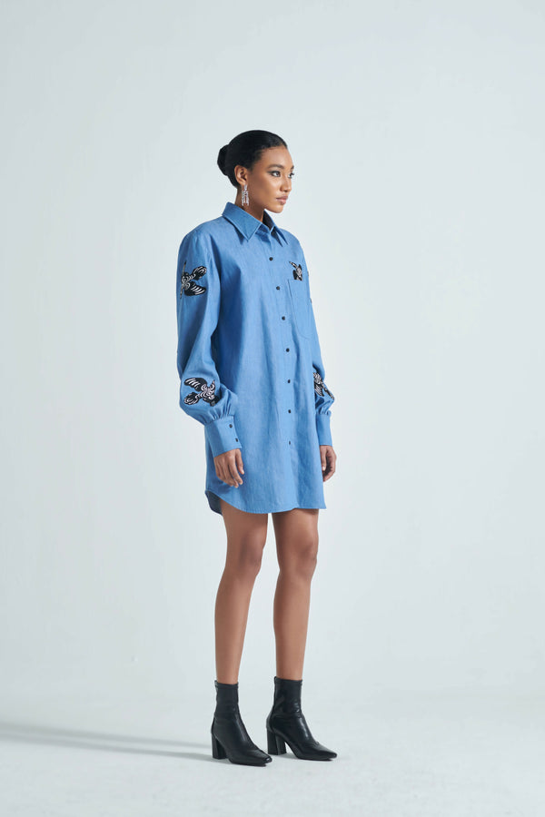 Azure Odyssey Shirt Dress
