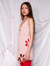 I'M TOO GIRLY- SHIMMERY KNIT CUTOUT DRESS WITH PEARLS