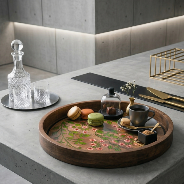 Floral - Wooden Lazy Susan Platter