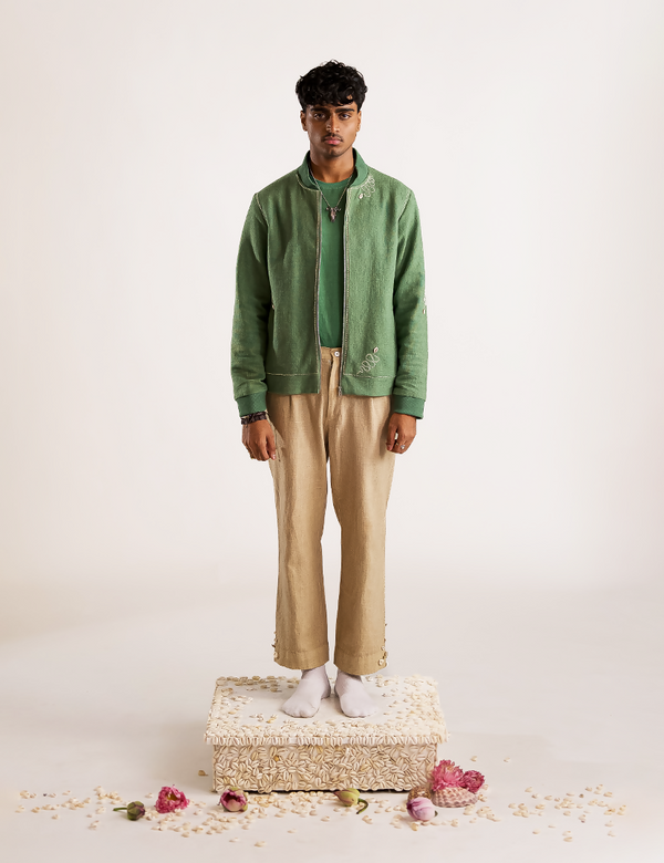 Multi Serpent Embroidered bomber - Green